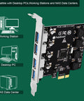 Four Port USB 3.0 PCIe Expansion Card With Self Powered Technology Delivers 5Gbps USB A Ports X1 PCIe Interface Plug And Play
