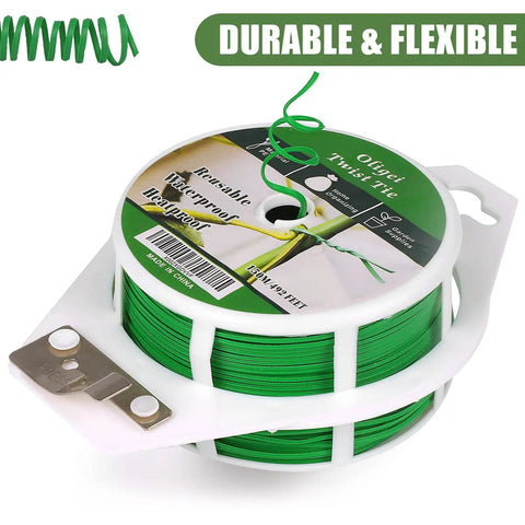 Sturdy Green Garden Wire With Cutter For Plant Ties And Support 492 Feet Long Indoor Outdoor Use Durable Green Coated Wire