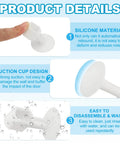 Six Pack Silicone Door Handle Stoppers With Suction Cups, Wall Protector No Drilling Anti Collision Door Bumpers, White