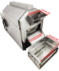 Roller Type Electric Stainless Steel Coffee Roaster, 220V 1PH, with dimensions and stainless finish for home and small roasts.