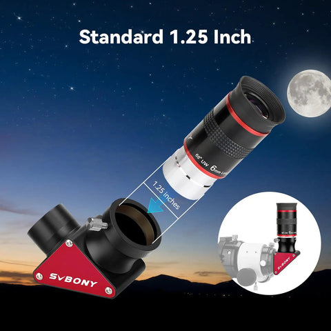 68 Degree Wide Angle Telescope Eyepiece 6mm For Quick Targeting And Crisp Views with SV188P 90 Degree Dielectric Mirror.