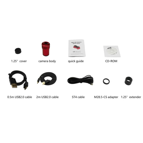Components of ASI174MM-Mini Monochrome Astronomy Camera For Killer Autoguiding And Planetary Imaging, 2.3MP CMOS Sensor, 1936x1216