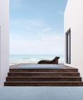 50 Pack Interlocking Drainage Mats 10 By 10 Inch Rubber Floor Tiles installed on pool deck for slip-resistant flooring