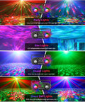 Sound Activated Disco Light Projector with Remote Control for Parties Bar Karaoke KTV Xmas Christmas Halloween Dance Floors and Home Entertainment featuring multi-color lighting effects.