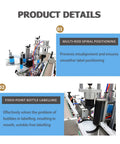 Product details showcasing Multi-Rod Spiral Positioning and Fixed-Point Bottle Labelling for Heavy Duty Automatic Label Applicator With Chain Conveyor For Round Square Hexagonal Bottles Smooth Operator Touchscreen Control Cranks Out Labels At 15 To 60 Per Minute 110V Ready To Hustle.
