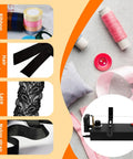 Heat Cutting Ribbon Cutter Machine With Fan, Portable Electric Hot Ribbon Cutter For DIY Webbing And Hair Band Crafts, Adjustable 100 To 600 Degrees Celsius shown with ribbons and lace