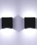 2 Pack LED Wall Sconce 10W Hardwired Modern Black Up Down Wall Lamps For Living Room Hallway Bedroom Decor Cool White COB LEDs Included