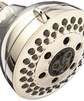 H2Okinetic 5 Setting Shower Head In Polished Nickel Handheld Showerhead with multiple spray modes visible at front angle