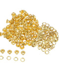 100 Piece Grommet Kit Metal Eyelets Set For Shoes Clothes Belts Bags DIY Projects 3mm Inner Hole One Eighth Inch Gold Tone Iron Rust Proof Durable Washer Included