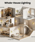 YUNICE Rechargeable Wall Sconces Set of 2 Battery Operated Wall Sconce with Remote Control Dimmable in a modern house layout.
