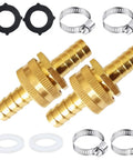Brass Garden Hose Adapter Kit Heavy Duty Hose Mender For Quick Fix Includes Four Brass Female Connectors And Four Stainless Steel Clamps Gaskets Replace End Reusable Hose Repair Set