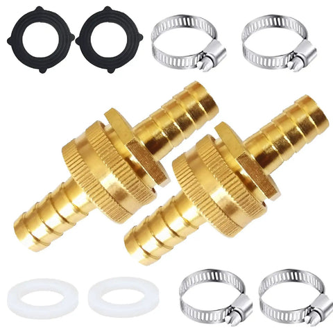 Brass Garden Hose Adapter Kit Heavy Duty Hose Mender For Quick Fix Includes Four Brass Female Connectors And Four Stainless Steel Clamps Gaskets Replace End Reusable Hose Repair Set