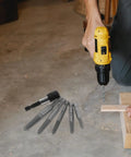 BESPORTBLE Heavy Duty Screw Extractor Kit With Hex Shank For Popping Out Broken Bolts And Damaged Screws Size #1 Through #5 Steel Construction Perfect For Home Repairs DIY Projects And Garage Jobs, steel extractors on floor