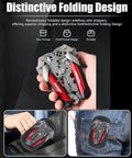 Holding 18 In 1 Foldable Wire Stripper Tool With Crimpers And Cutters, Pro Grade And DIY Ready, multifunctional tool in hand