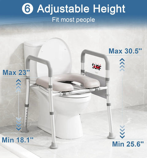 Rock Solid Heavy Duty Raised Toilet Seat With Secure Side Handles For Seniors And Mobility Needs Supports Up To 400 Pounds Built Tough Aluminum Frame Non Slip Rubber Feet