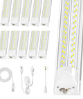 Hella Bright Eight Foot LED Shop Lights Ten Pack 100W 15000 Lumen Linkable Ceiling Fixtures For Garage Shop Warehouse Barn Lighting 5000K Daylight Brightness Kit