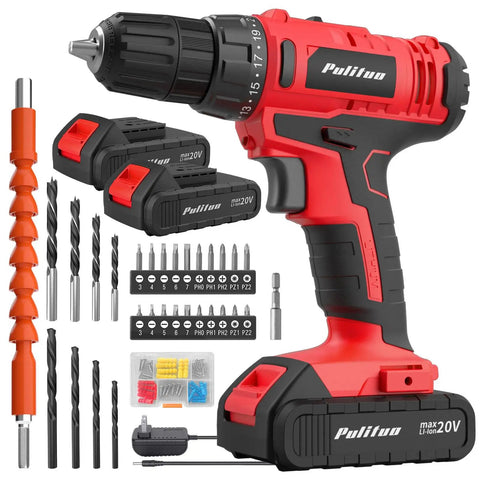 Go-To 20V Cordless Drill Driver Kit With Dual 1.5Ah Batteries, 30Nm Torque, 21 Plus 1 Clutch, Two Speed, Three Eighth Inch Chuck, LED Work Light