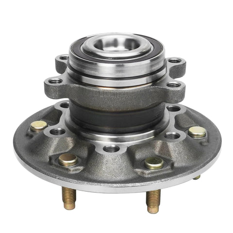 Front view of wheel hub from 6 Piece RWD Front End Kit With Front Wheel Hub And Bearing Assembly And Inner And Outer Tie Rods For 2009 2012 GMC Canyon And Chevy Colorado Coil Suspension With ABS Fits 16mm Thread Tie Rods Only.