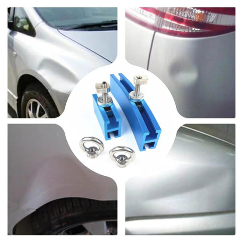 Car Dent Puller Kit Aluminum Alloy For Sheet Metal Repair, Easy Operation, Lightweight Yet Durable Repair Tool For Minor Car Dings, Reusable Auto Body Repair Set, blue aluminum dent pullers with car dent examples