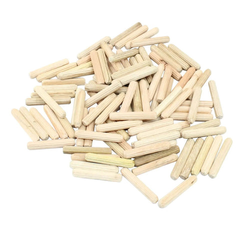 120 Piece Wooden Dowel Pins Set 5x30mm Fluted Dowels With Beveled Ends Hardwood Craft Rods For Woodworking Furniture Shelves Cabinets And DIY Projects Durable And Reusable For Quick Insertion And Strong Joints