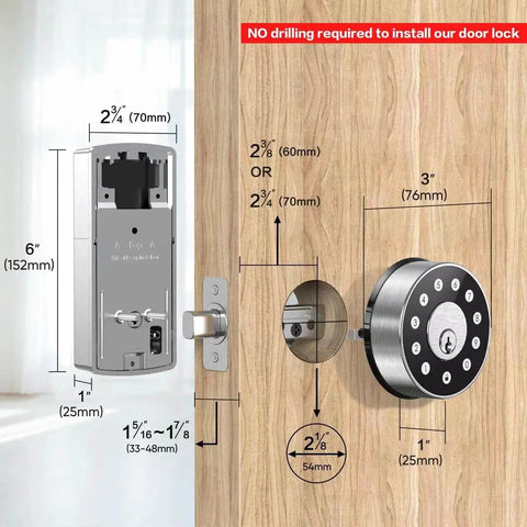 Installation diagram of Keyless Deadbolt Smart Door Lock For Front Door With Code And Fob Access App Control Auto Lock