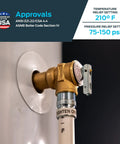 1 Inch FVMX-4LS Male Inlet Relief Valve Water Pressure Regulator Bronze Plumbing Fitting for Residential Systems Easy Push-To-Connect Durable Cartridge Design No Fuss Install installed on water heater