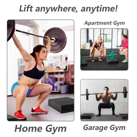 Deadlift Drop Pads Pair For Quiet Home Gym Lifts, Noise Reducing Heavy Duty Weightlifting Mats For Floor Protection, in use