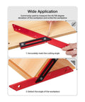 Dual Angle 45 And 135 Degree Woodworking Ruler Rugged Pro Grade Aluminum Carpenter Measuring Tool for precise miter cuts in use.
