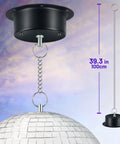 1.5 RPM Slow Disco Ball Motor For 4 To 16 Inch Mirror Balls showing ceiling mount and chain for smooth rotation