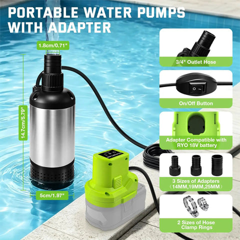 Kickass Cordless Submersible Water Pump With 1000GPH Brushless High Flow And 14.8 Ft Cable For No Sweat Pool Draining near pool