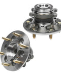 All In One Front Wheel Bearing Hub Kit 8 Piece For 2009 2012 Chevy Colorado GMC Canyon RWD Front Torsion Bar Suspension With 16mm Tie Rods Replacement, showing two hub assemblies