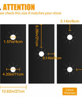 Image showing dimensions of Three Pack Extra Long 32 Inch Stove Burner Covers For Gas Range Half Millimeter Thick Reusable Nonstick Washable Heat Resistant Protectors.