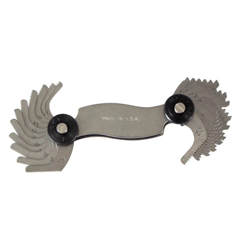 Made In USA Pro Grade Screw Pitch Gauge With 22 Leaves For 9 To 40 TPI English Thread Gage Tool And Precision Steel Thread Measuring Instrument