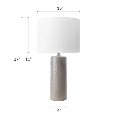 28 Inch Ceramic Table Lamp With On Off Switch, Drum Shade, Modern Accent Light For Living Room Or Bedroom, Uses One Type A Bulb