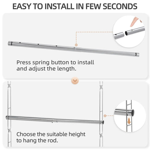Adjustable Closet Rod Organizer For Space Saving And Hassle Free Organization, Double Hanging Bar Extender installation steps.