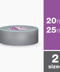 No Residue Duct Tape 1.88 Inch By 20 Yards Grey 2420A Heavy Duty Adhesive roll shown with size options 20 and 25 yards.