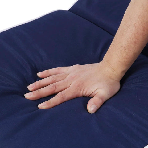 Hand pressing on Set Of 4 Outdoor Patio Chair Cushions 20 By 17 Inch Seat Cushions With Ties, Water Resistant UV Protected All Weather Cushions