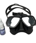 Low Volume Freedive Mask With Action Camera Mount For Spearfishing Freediving Snorkeling And Scuba Diving Pro Grade Anti Fog Tech With Pre Attached Film And Reef Safe Spray Black Frame Clear Lens