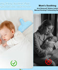 Ultra Soothing Baby Sleep Soother With Gentle Vibration Portable Vibrating Mattress Pad shown calming a sleeping infant in bed.