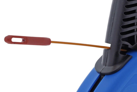 Close-up of VoltGuard Fish Tape For Electricians 120 Ft Pulling Tape With Non Conductive Eyelet and Fiberglass Core in reel