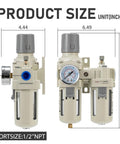 Heavy Duty Industrial Air Compressor FRL Unit With Filter Regulator Lubricator Half Inch NPT Oil Water Separator Pressure Gauge
