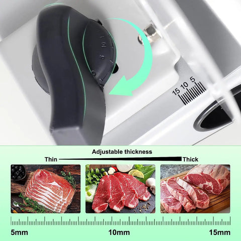 No Sweat Heavy Duty Electric Meat Slicer With Razor Sharp Six Point Seven Inch Stainless Steel Blade And Quick Thickness Adjustments For Juicy Deli Meats Cheeses And Fresh Produce At Home