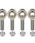 POSB10 Heavy Duty Male Rod End Bearing With Five Eighths Inch Bore And Five Eighths By Eighteen Right Hand Thread Self Lubricating Joint Rod Ends Includes Jam Nuts Four Pack For Durable Mechanical Linkages, four bearings and jam nuts