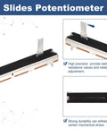 Five Pack Linear Slide Potentiometers 7 Pin B10K 75mm showing metal shaft and linear travel for dimming tuning mixing consoles