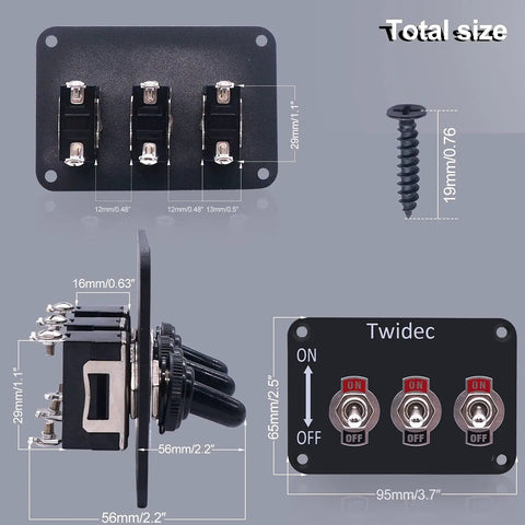 Beefy Three Gang Rocker Toggle Switch Panel With Aluminum Plate Waterproof Boot Cap Cover 16A 250V AC And 12V DC SPST detail