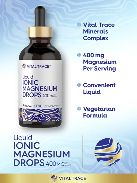 Magnesium Liquid Complex Drops, 400 Mg Per Serving, 4 Fl Oz, Vegetarian, Non GMO Gluten Free Mineral Supplement With Sulfate And Boron bottle