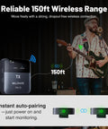 Image showing PM 2S Portable Wireless In Ear Monitor System With One Touch Mono Stereo Switch in use at an onstage gig.