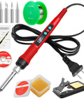 Pro Grade 100W Digital Soldering Iron Kit With Ceramic Heater And LED Display, Adjustable Temperature, red color, accessories included