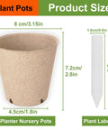 Bulk 130 Pack Organic Peat Pots 3 Inch Top Opening Plant Starter Pots With Drainage Holes and Plant Labels Size Chart