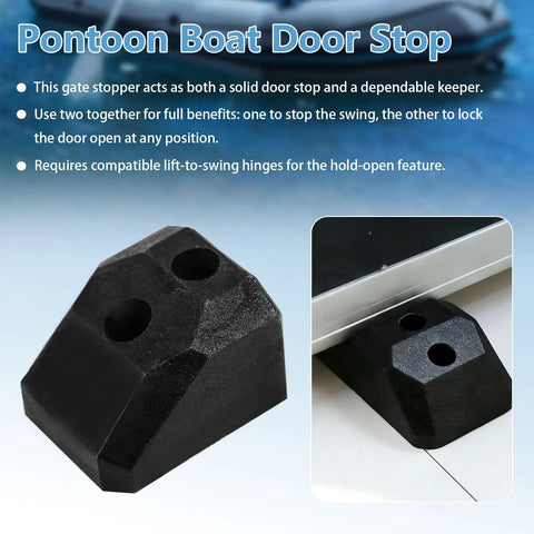 Heavy Duty Pontoon Gate Stop And Door Keeper Hardware Kit Pack Of 2 for Boat Deck Gates, black nylon stopper with screws